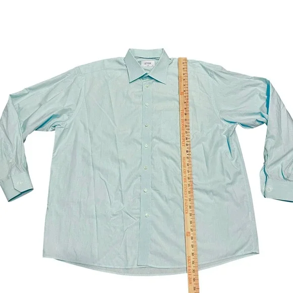 Eton Classic Dress‎ Shirt Mens 18.5 47 Light Blue Striped Long Sleeve - Picture 4 of 7